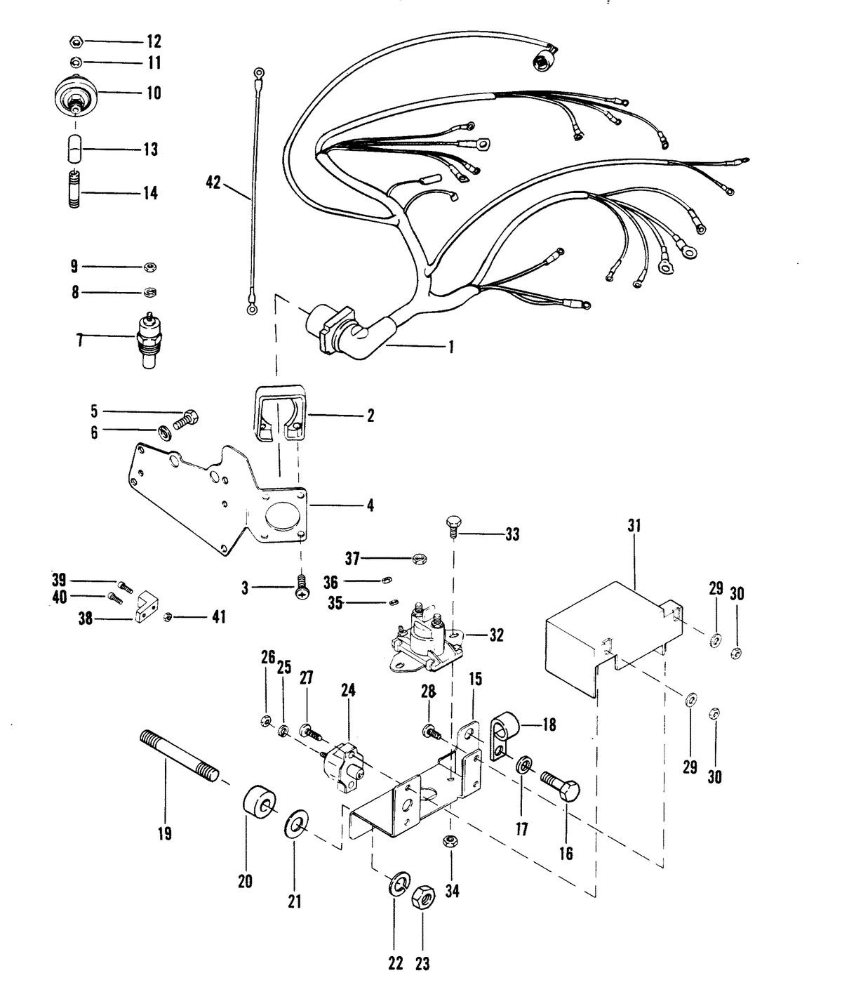 MERCRUISER 185R/MR ENGINE (229 CID) WIRING HARNESS AND ELECTRICAL COMPONENTS
