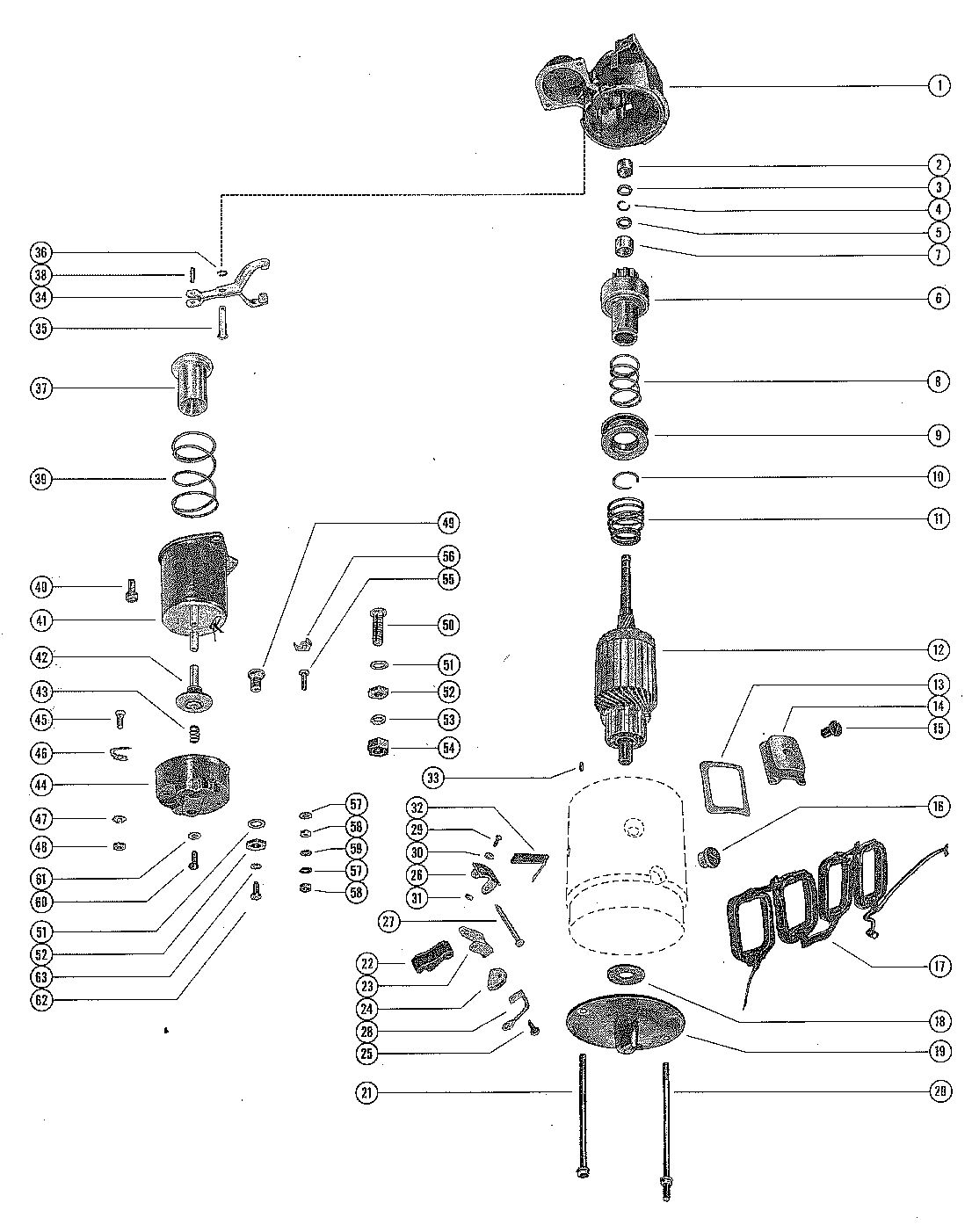 MERCRUISER 140 ENGINE (6 CYLINDER) STARTER MOTOR ASSEMBLY