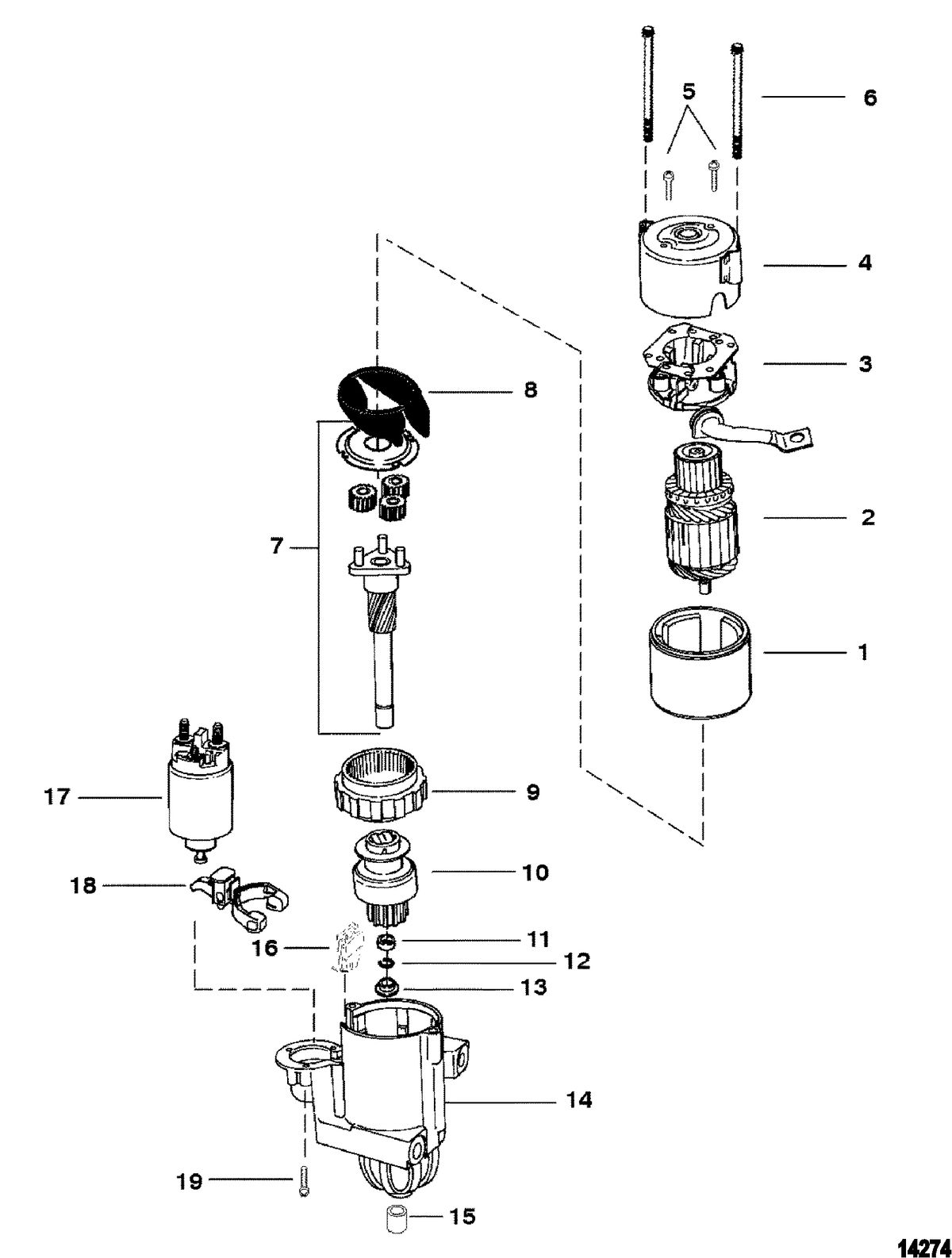 MERCRUISER 454/502 EFI MAG BRAVO (GEN V) STARTER MOTOR(PG260 - 2-7/8" DIAMETER END CAP)