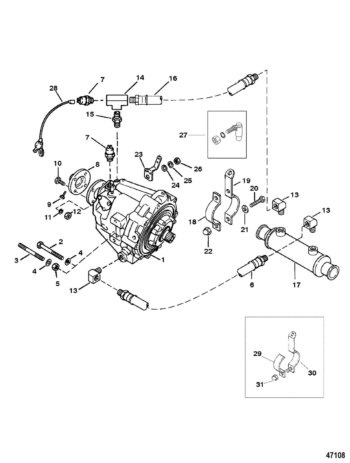 MERCRUISER 5.7L 2BBL COMP SKI ENGINE TRANSMISSION AND RELATED PARTS