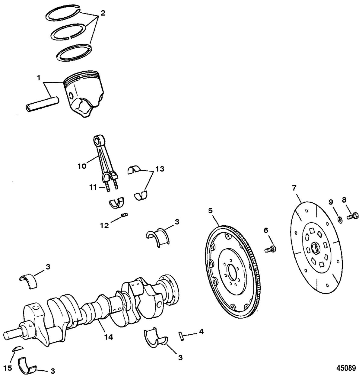 MERCRUISER 350 MAG EFI TOURN SKI CRANKSHAFT, PISTONS AND CONNECTING RODS