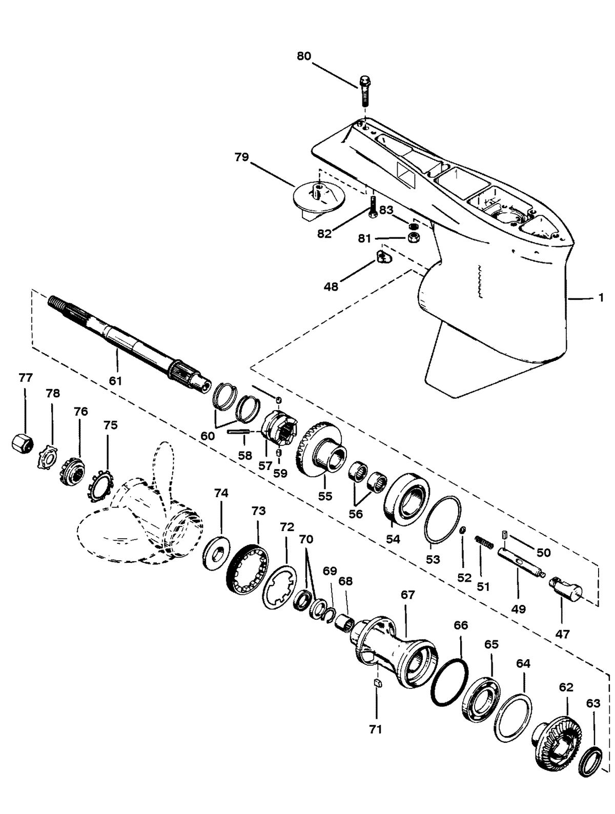RACE OUTBOARD 225 (EFI) PRO-MAX/SUPER MAGNUM GEAR HOUSING (PROPELLER SHAFT)(TORQUE MASTER)