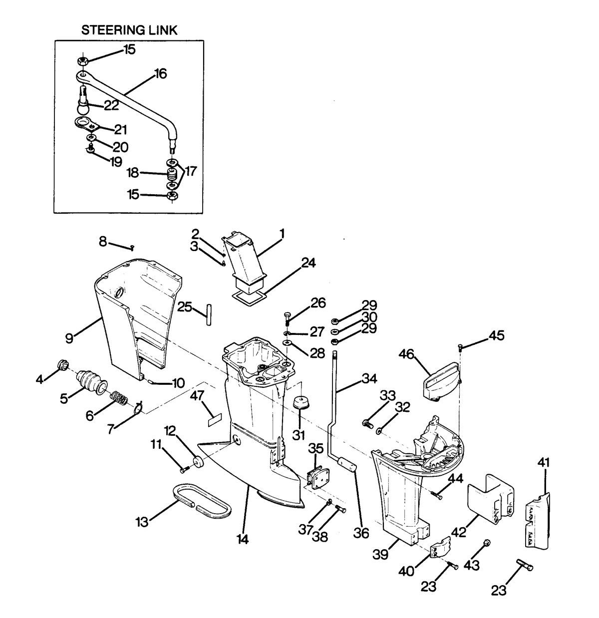 FORCE FORCE 1988 85 H.P. "A" MODELS MOTOR LEG