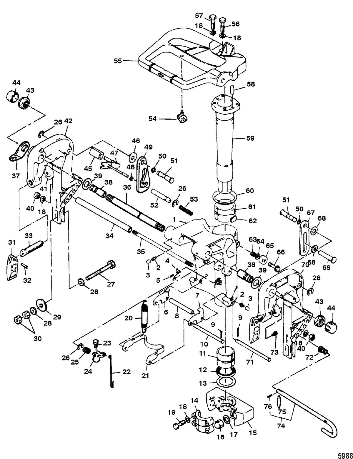 MARINER 40HP KEROSENE Clamp and Swivel Bracket/Reverse Lock