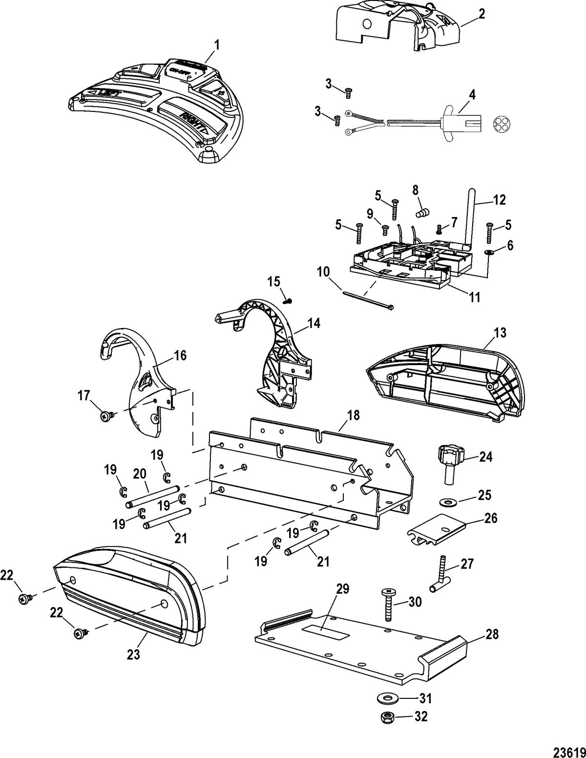 TROLLING MOTOR MOTORGUIDE PRO AND TRACKER SERIES Electrical And Mount Components(Wireless Models)