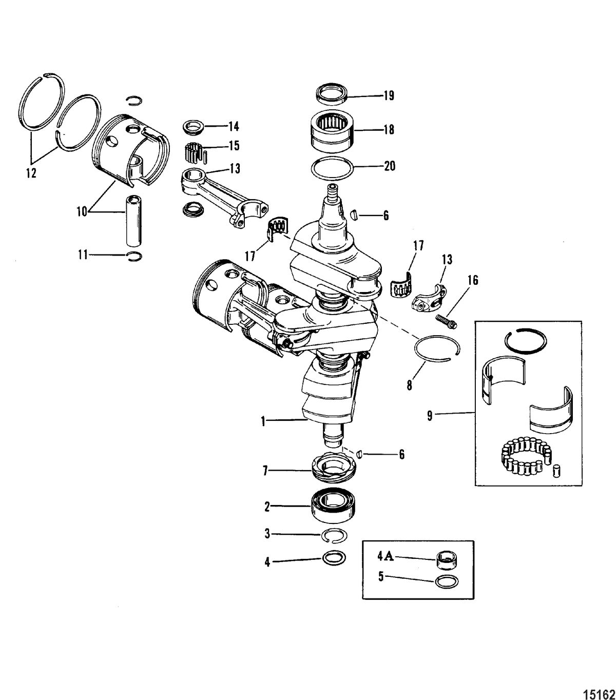 MERCURY/MARINER 70/75/80/90 HP (3 CYLINDER)) Crankshaft, Pistons/Connecting Rods (#638-8532--1)