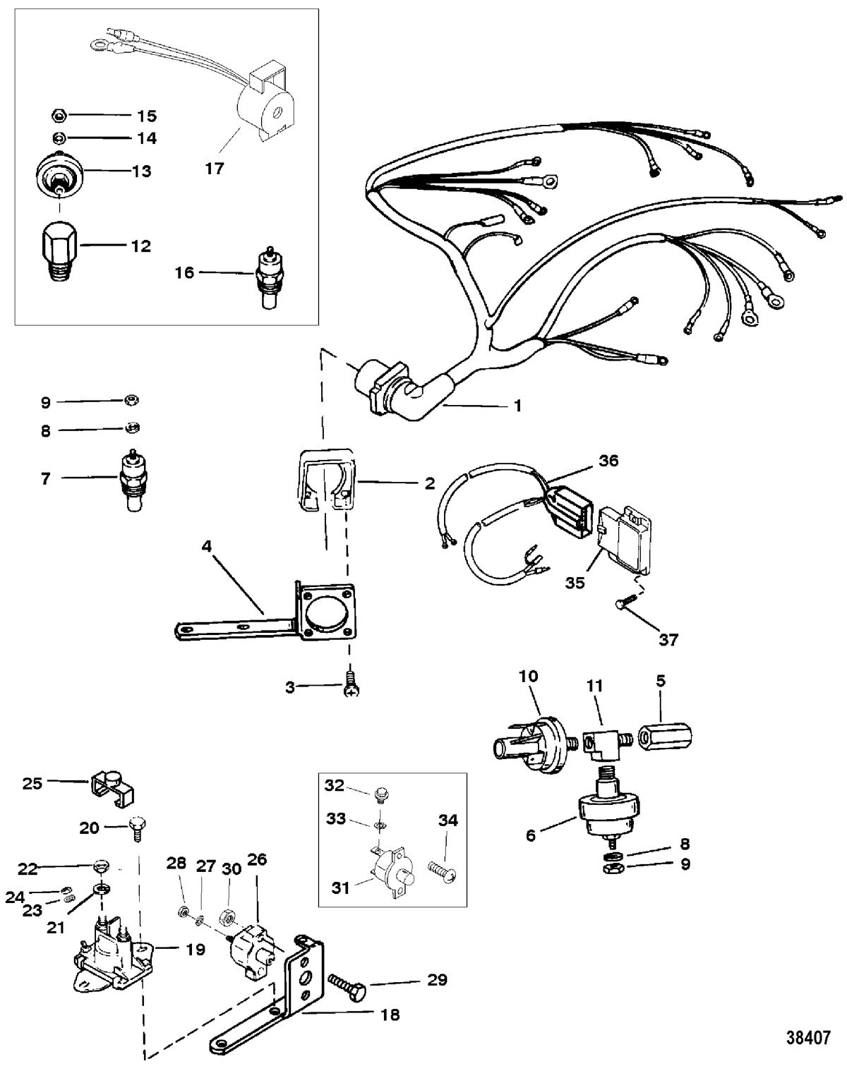 MERCRUISER 4.3L/LX ALPHA/BRAVO (GEN II) WIRING HARNESS AND ELECTRICAL COMPONENTS