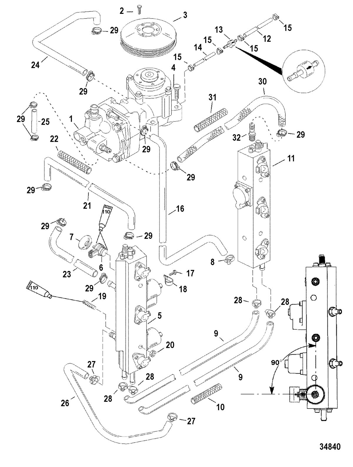 MERCURY/MARINER 200/225 DFI (3.0L) Fuel Rails