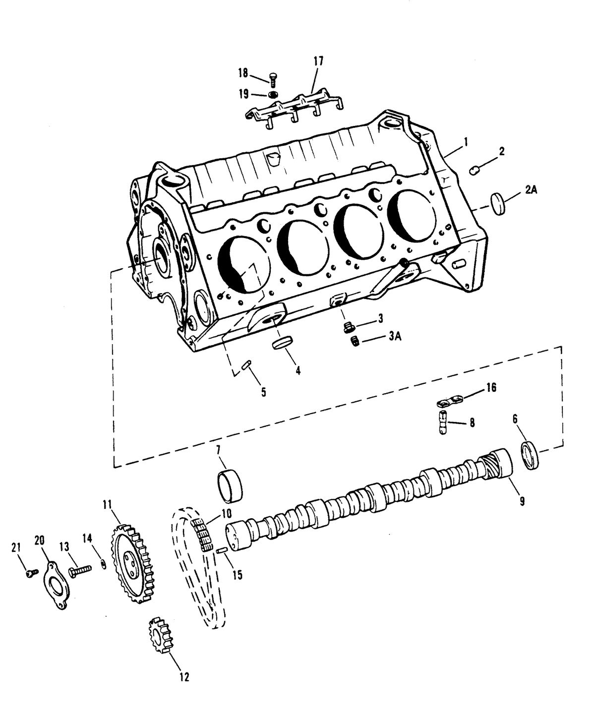 MERCRUISER 350 MAGNUM BRAVO (EFI/MP) CYLINDER BLOCK AND CAMSHAFT