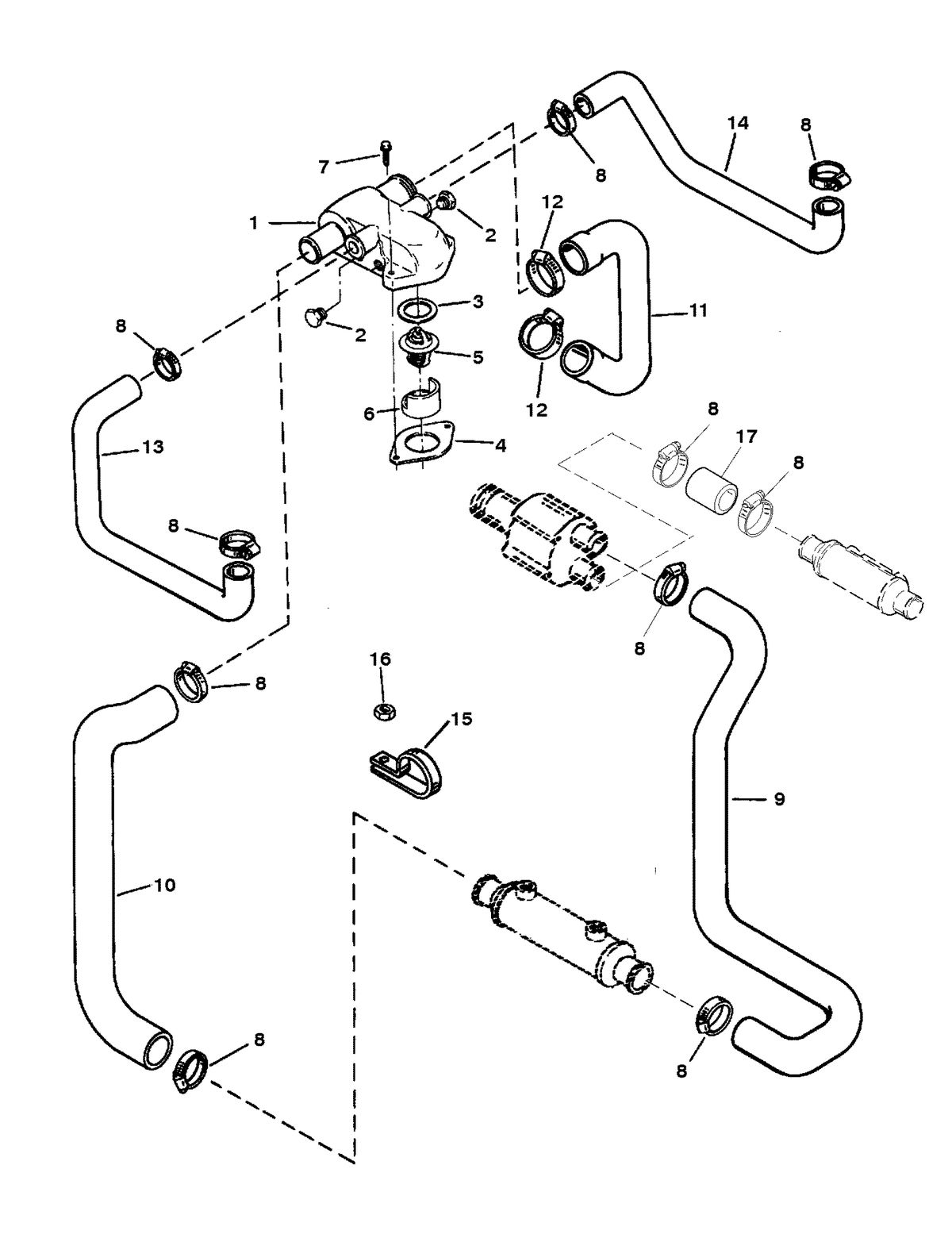 MERCRUISER 350 MAGNUM EFI TOURNAMENT SKI THERMOSTAT HOUSING (STANDARD COOLING)