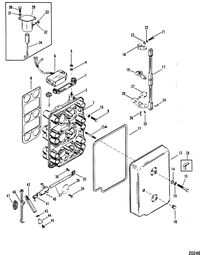 MERCURY/MARINER 150 H.P. XR-2 MARATHON MAGNUM (V-6) (1978-1985 COMBINED BOOK) Choke Plate and Throttle Levers