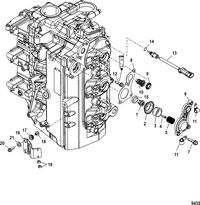 MERCURY/MARINER 75/90/115 DFI  1.5L (3 CYLINDER) Poppet/Thermostat Mounting