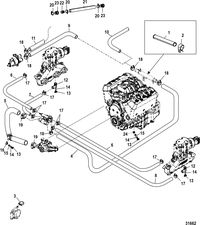 MERCRUISER 4.3L CARB ALPHA/BRAVO Standard Cooling System