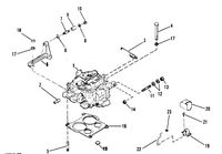 MERCRUISER 454 MAGNUM ALPHA ONE ENGINE CARBURETOR AND LINAKGE