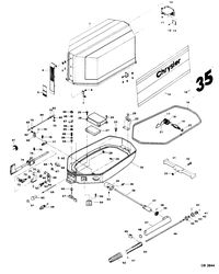 CHRYSLER 35 H.P. ENGINE COVER AND SUPPORT PLATE