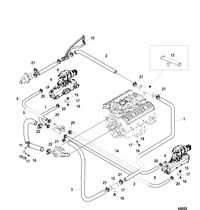 MERCRUISER 5.0, 350, 377 MAG MPI STERNDRIVE Standard Cooling System - BRAVO, 7 Point Drain