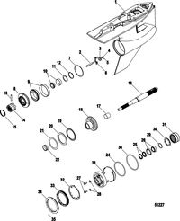MERCURY/MARINER 200/225/250/275/300 4-STROKE VERADO (6 CYLINDER) Gear Housing,, Prop Shaft-Standard Rotation, 5.44 Torpedo