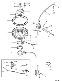 MERCURY 35 HP FLYWHEEL, IGNITION COIL AND SWITCH BOX