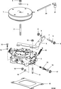 MERCRUISER 350 (4 BBL) GEN+ CRATE ENGINE/350 ALPHA (4 BBL) CRATE ENGINE Carburetor and Throttle Linkage