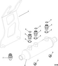 MERCRUISER 5.0L, 350, 377 MAG MPI STERNDRIVE AXIUS Steering Components, Oil Cooler and Bracket, Gen I