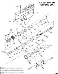 MERCURY/MARINER 225/225 SEAPRO/MARATHON (3.0L) CARB GEAR HSG(PROPSHAFT-C/R-S/N-0G960500 & UP)