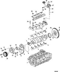 MERCRUISER 496 H.O. PLUS SERIES Block, Crankshaft, Oil Pump and Front Cover