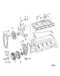 MERCRUISER 454 MAGNUM BRAVO ENGINE INTAKE MANIFOLD AND FRONT COVER