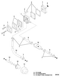 MERCURY/MARINER 25 H.P. (3 CYL.) LIGHTNING FUEL SYSTEM
