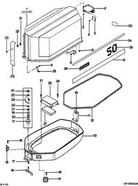 FORCE FORCE 1988 50 H.P. "A" MODELS ENGINE COVER AND SUPPORT PLATE