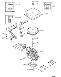 MERCRUISER 898/200/228/230/260 HP R/MR/ALPHA ONE CARBURETOR AND THROTTLE LINKAGE(898-200)