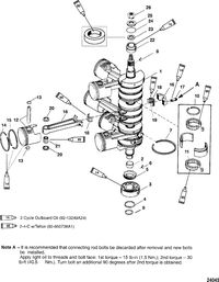 MERCURY/MARINER 225/225 SEAPRO/MARATHON (3.0L) CARB CRANKSHAFT, PISTONS - AND CONNECTING RODS