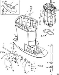 MERCURY/MARINER 200/225/250 (3.0L) SEAPRO/MARATHON EFI Driveshaft Housing and Exhaust Tube
