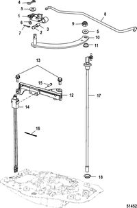 MERCURY/MARINER 40/50/60/JET 40 EFI - 4 CYLINDER  4-STROKE Shift Linkage, Tiller, Design II-No Shift Detent