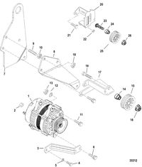 MERCRUISER 5.7L COMPETITION SKI ENGINE (GEN +) ALTERNATOR(DELCO) & BRACKETS (0L619000 & UP)