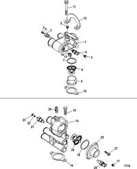 MERCRUISER 4.3L MPI ALPHA/BRAVO Thermostat and Housing(Single and 3 Point Drain)