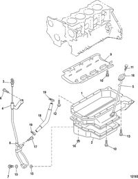 MERCRUISER CUMMINS/MERCRUSER DIESEL 1.7L-120 Oil Pan and Level Gauge