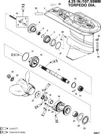 MERCURY/MARINER 40/50/60 (4 CYLINDER) CARB 4-STROKE GEAR HOUSING(PROP SHAFT)(2.31:1 GEAR RATIO)