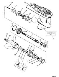 FORCE FORCE 90 H.P. Gear Housing Assembly(Propshaft) (3 Jaw Reverse Clutch)