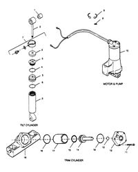 FORCE FORCE 1989 125 HP "A" MODELS PARTS BREAKDOWN TILT CYLINDER, TRIM CYLINDER, MOTOR & PUMP