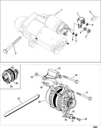 MERCRUISER 496 MAG. STERNDRIVE STARTER AND ALTERNATOR
