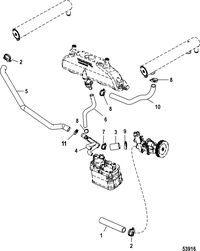 RACE STERNDRIVE 520 HP Cooling System, Raw Water Components, Starboard