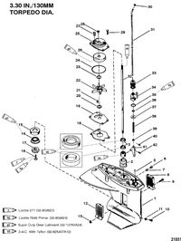 MERCURY/MARINER 20/25/JET 20/SUPER 15/15XD/25 SEAPRO/MARATHON  2 CYLINDER Gear Housing(Driveshaft)(2.25:1 Gear Ratio)