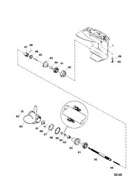 MERCURY/MARINER 25 H.P. (3 CYL.) LIGHTNING GEAR HOUSING ASSEMBLY, PROPELLER SHAFT