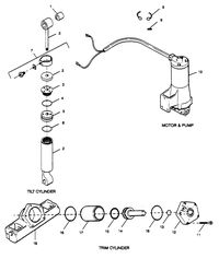 FORCE FORCE 1989 125 HP"E" MODELS PARTS BREAKDOWN TILT CYLINDER, TRIM CYLINDER, MOTOR & PUMP