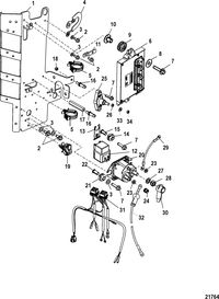 MERCURY/MARINER 75/90/115/125 DFI 1.5L (3 CYLINDER) Electrical Components, PCM Mounting, 2B092562 and Below