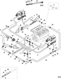 MERCRUISER SCORPION 350 EC / 377 HO EC Standard Cooling System, V-DRIVE