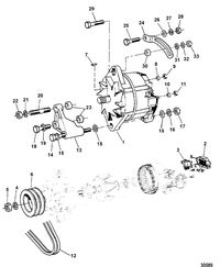MERCRUISER D4.2L/200-LD ALTERNATOR AND MOUNTING HARDWARE