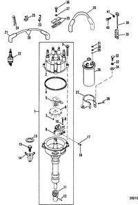 MERCRUISER 340 H.P./7.4L W/BORG WARNER TRANS (GM) DISTRIBUTOR AND IGNITION COMPONENTS