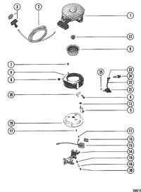 MERCURY 3.6 HP RECOIL STARTER AND FLYWHEEL