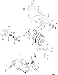 MERCRUISER 350 MAGNUM MPI ALPHA/BRAVO (GEN+) ENGINE STARTER MOTOR AND ALTERNATOR